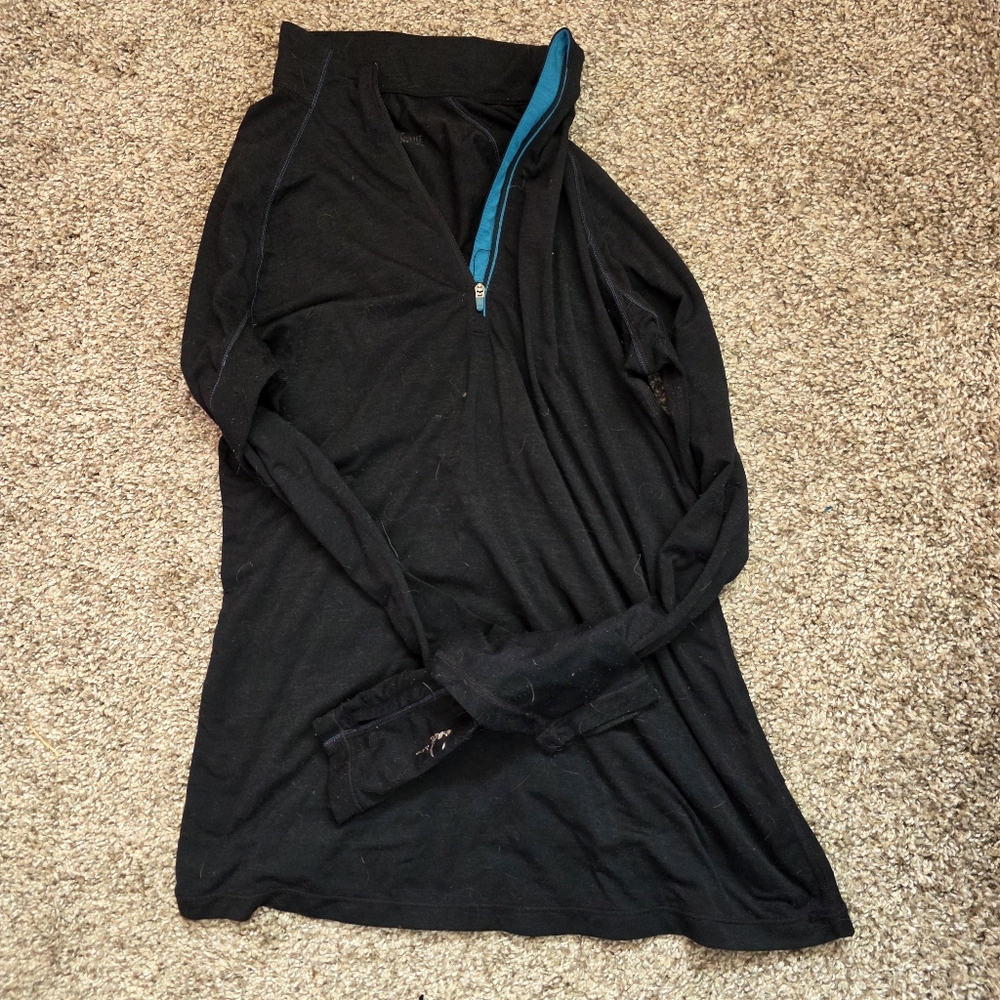 Black Long Sleeve Pullover with Blue Zipper